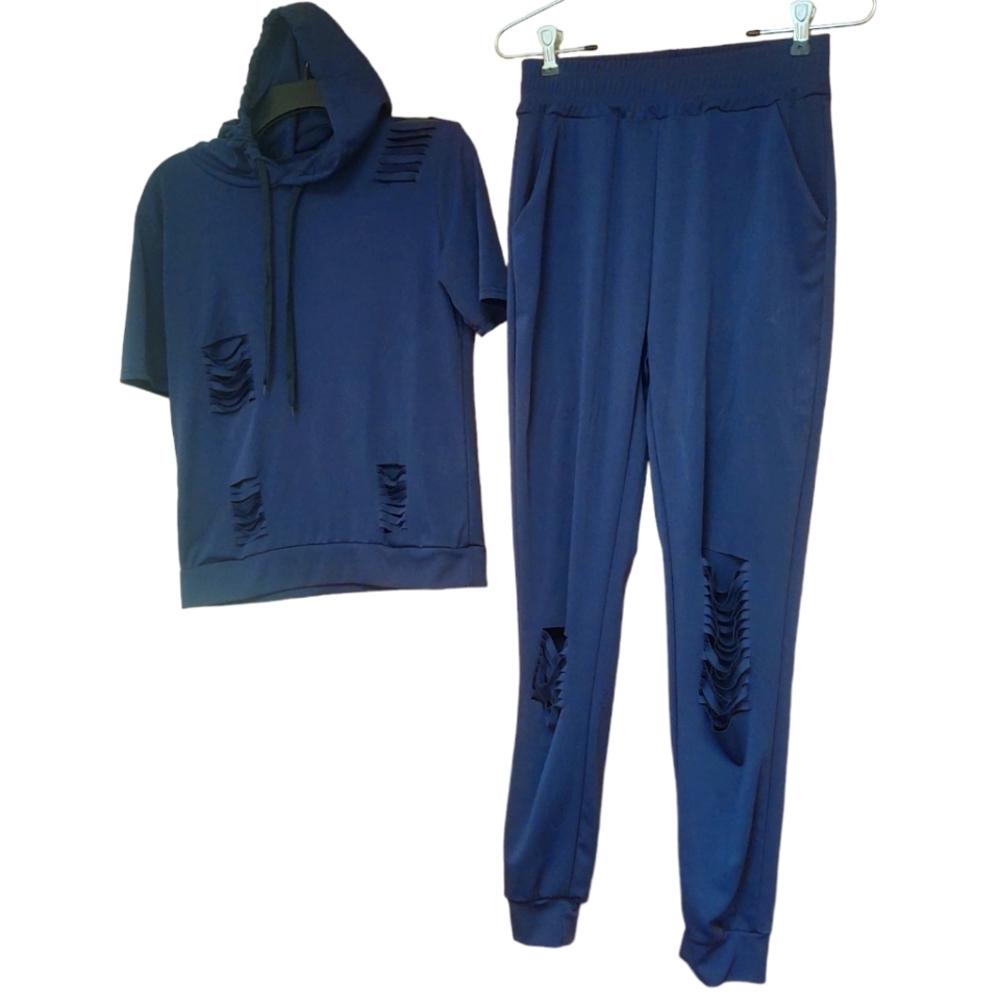 EUC Navy Blue Lounge Top & Bottom Set Size M